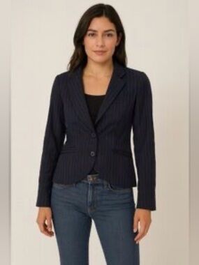 Theory Joji Black Cropped Blazer Peaked Lapel Open Front Tux Size 0